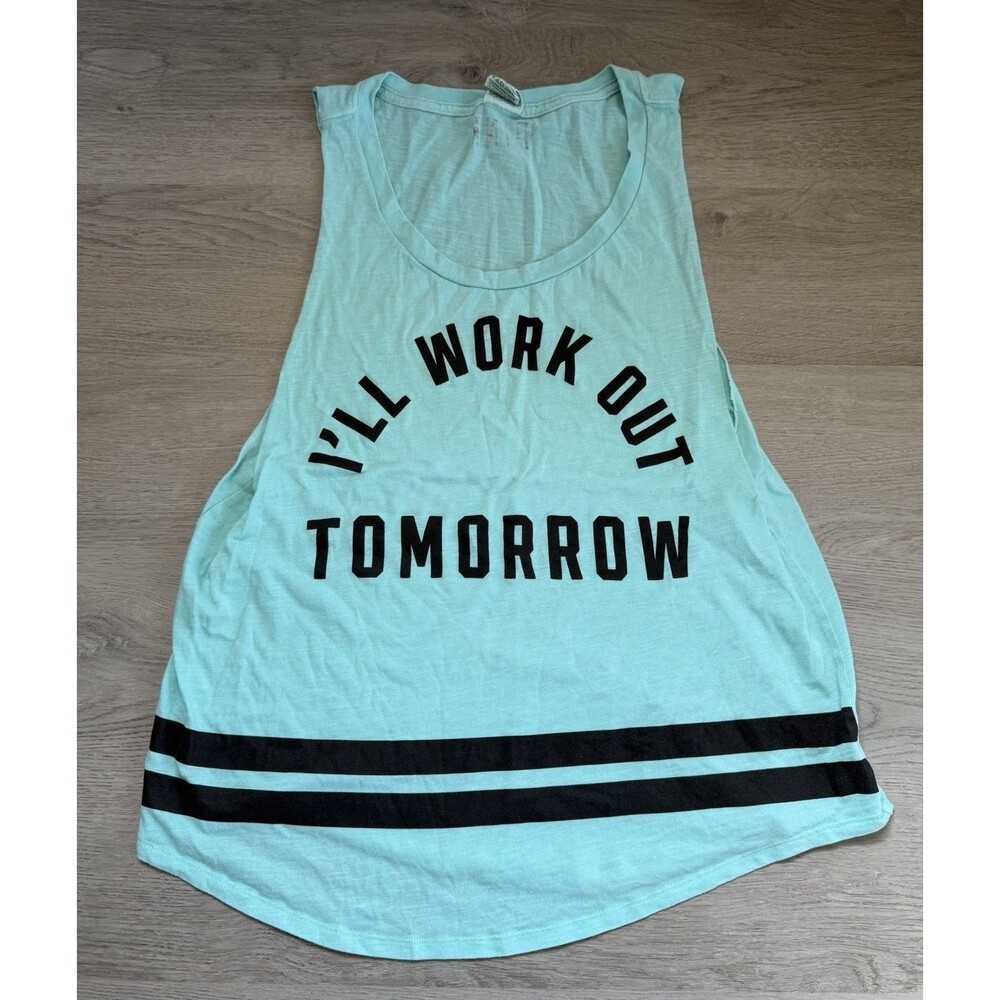 Victoria Secret PINK Ill Workout Tomorrow Muscle Tank Top Graphic Size Large EUC